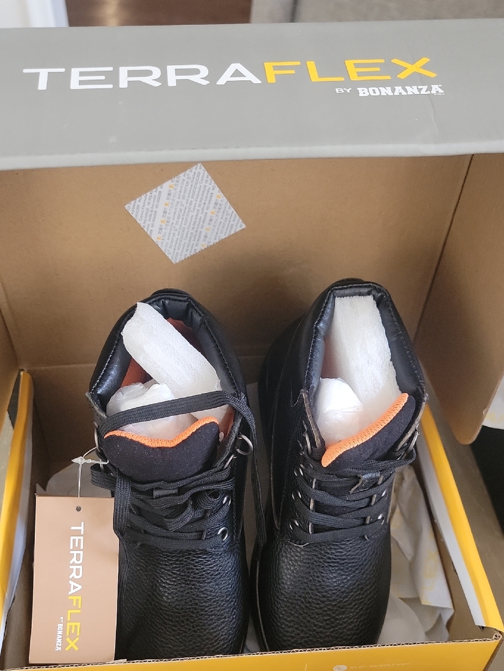 Kids Black Insulated Boots with Orange Trim - Picture 5 of 7
